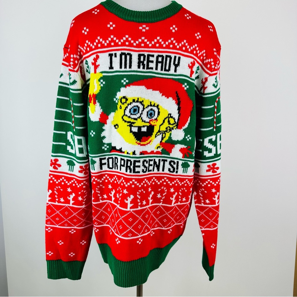 Nickelodeon SpongeBob SquarePants I’m Ready For Presents Christmas Sweater Large